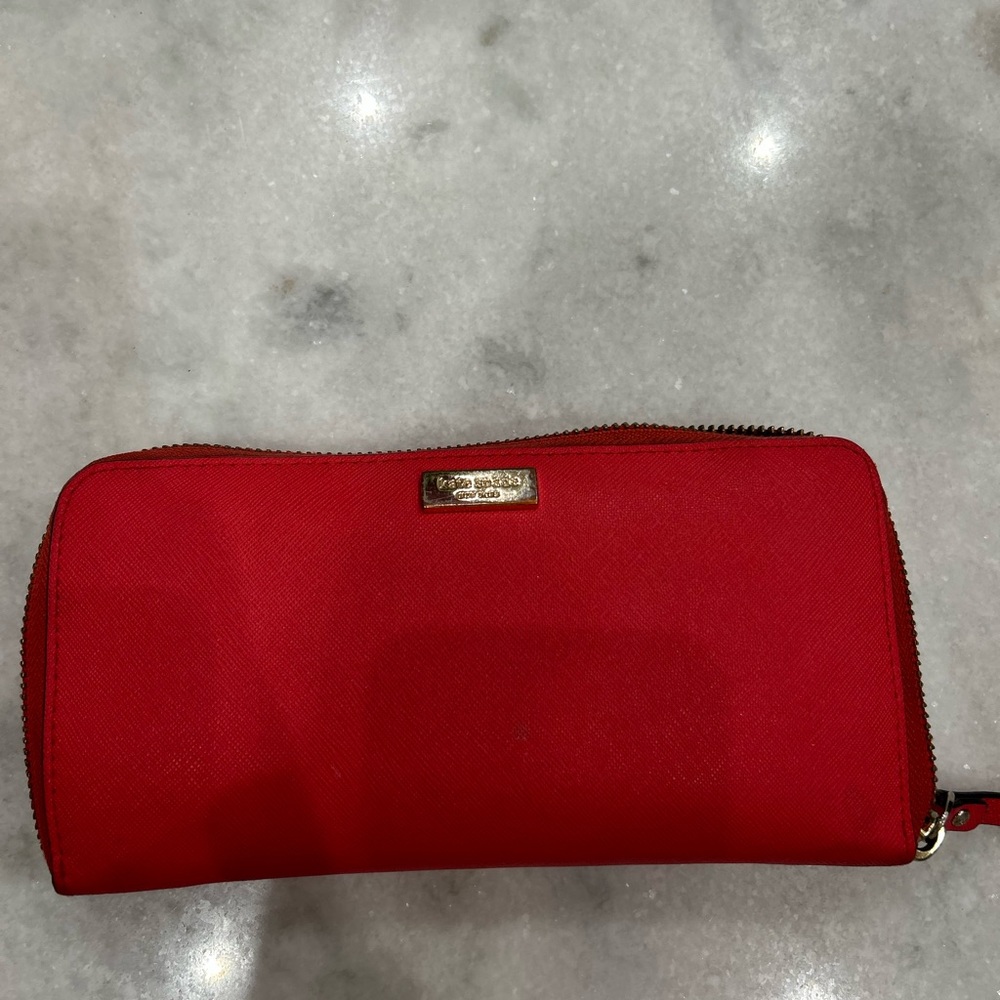Kate Spade Red Wallet with Gold Logo